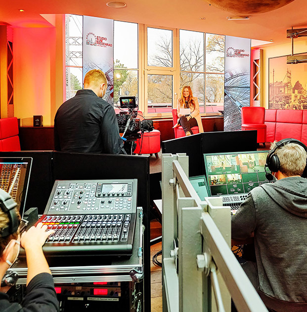 Riesenrad STUDIO für Hybrid-Events, Videokonferenzen und Pressekonferenzen